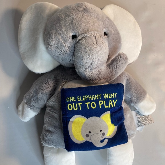 b. Boutique by Evergreen Elephant Hand Puppet Attached Soft Book - Picture 1 of 6
